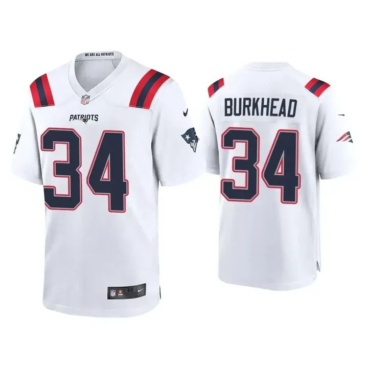 Men New England Patriots #34 Rex Burkhead Nike White Game NFL Jersey->new england patriots->NFL Jersey